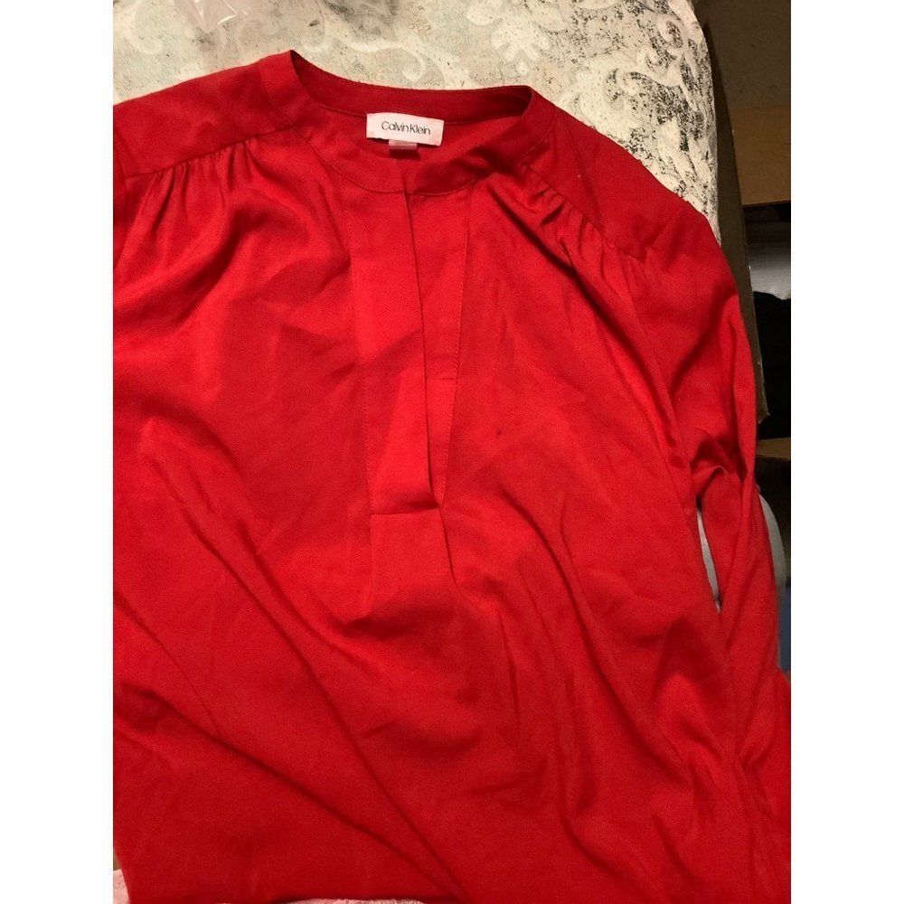 Calvin Klein Women Red Split Blouse — Small - Picture 5 of 7